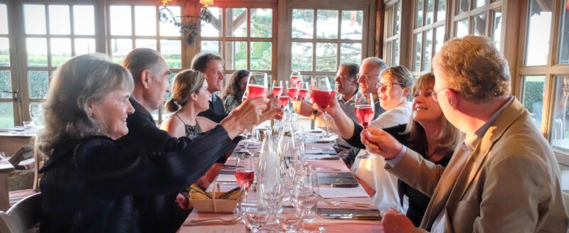 Bordeaux tour guests enjoying a gourmet lunch during the tour