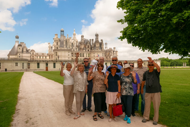 France Off the Beaten Path tour guests at Chambord castle during Loire Valley tour.