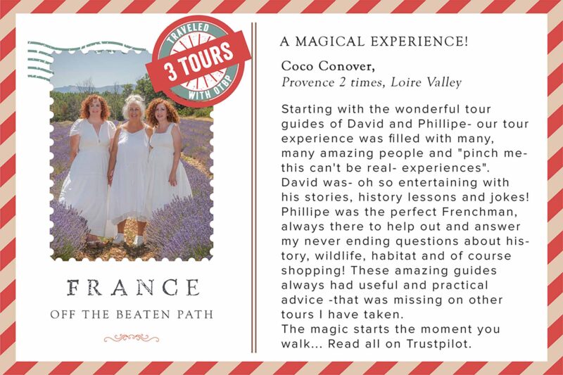 Coco and her daughters touring Provence for a 2nd time with France Off the Beaten Path during lavender season.