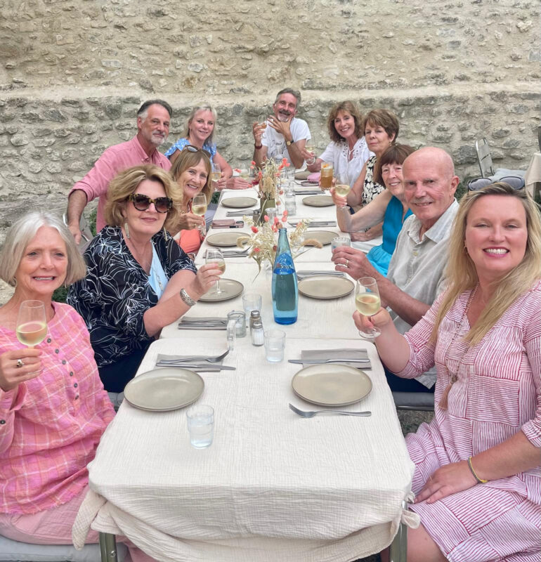 Provence tour guests enjoying gourmet fare together