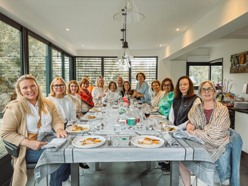 Cooking class and dinner at home with friends who are master chefs.