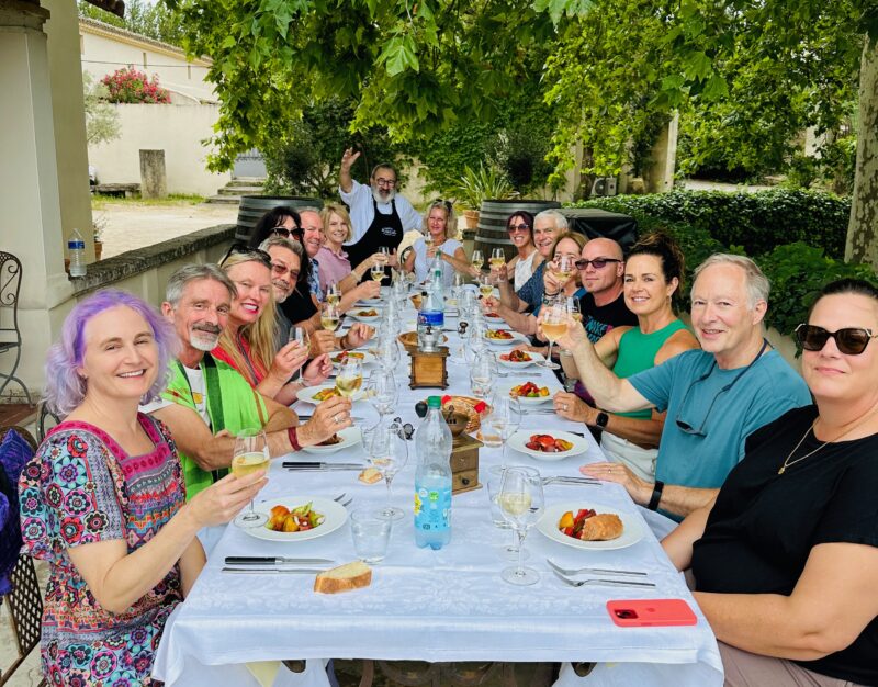 Provence tour guests enjoying another exclusive experience in Chateauneuf-du-Pape