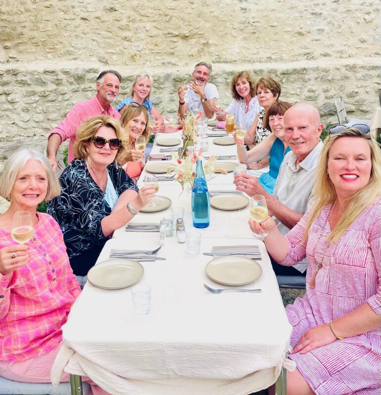 Provence tour guests enjoying dinner at an exclusive venue