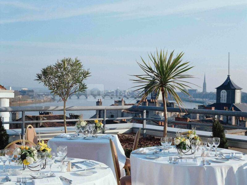 Rooftop restaurant at Hotel Indigo Bordeaux for France Off the Beaten Path Tour.