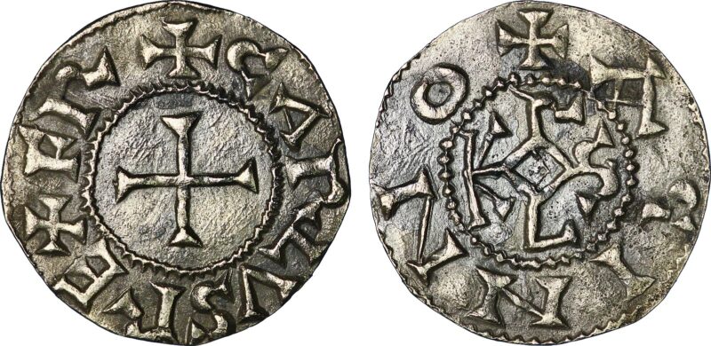 Denier issued during reign of Charlemagne