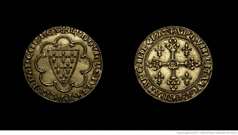 Ecu coin issued during reign of French King Louis IX 