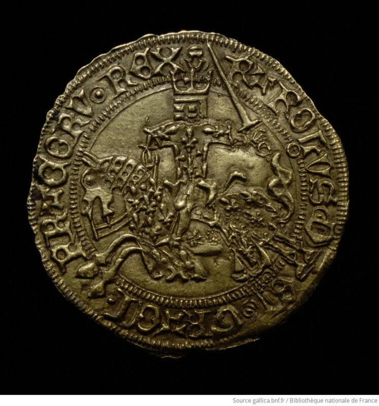 Franc à cheval issued by Charles VII, King of France.