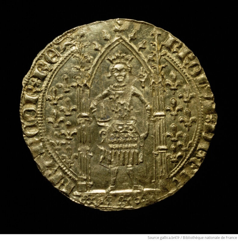 Franc à pied issued by Charles V, King of France.