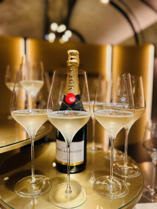 tasting in the chalky cellars in Champagne